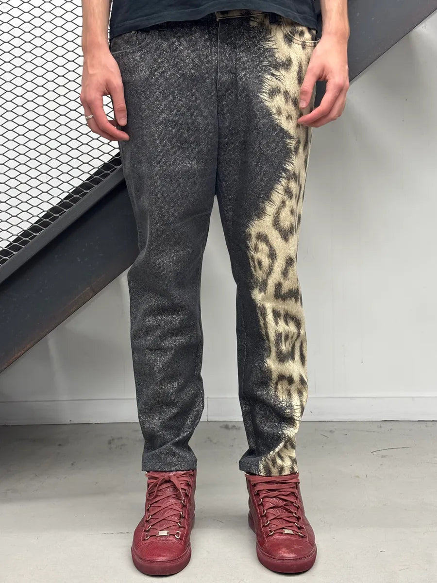 2000s Roberto Cavalli Brut Leopard Irregular Jeans cfIACJU 0