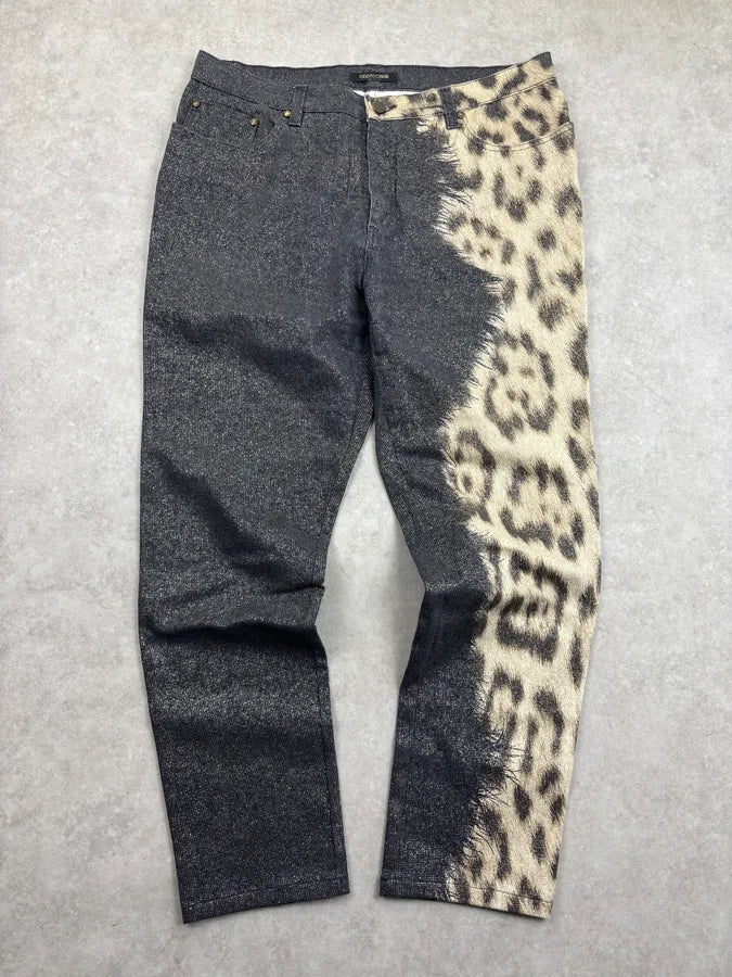 2000s Roberto Cavalli Brut Leopard Irregular Jeans cfIACJU 3