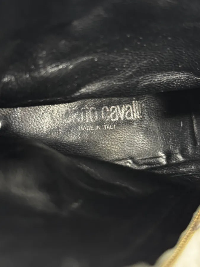 2000s Roberto Cavalli Black Silver Leather Boots wFBmFde 8