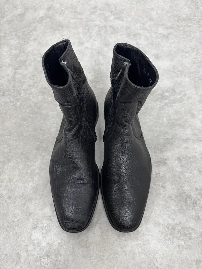 2000s Roberto Cavalli Black Silver Leather Boots wFBmFde 1