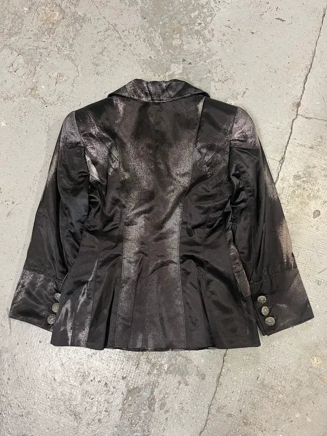 2000s Roberto Cavalli Silver Paint Black Blazer SsZbrGg 1