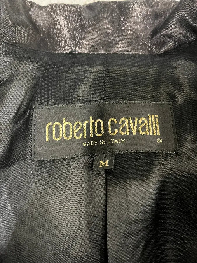 2000s Roberto Cavalli Silver Paint Black Blazer SsZbrGg 8