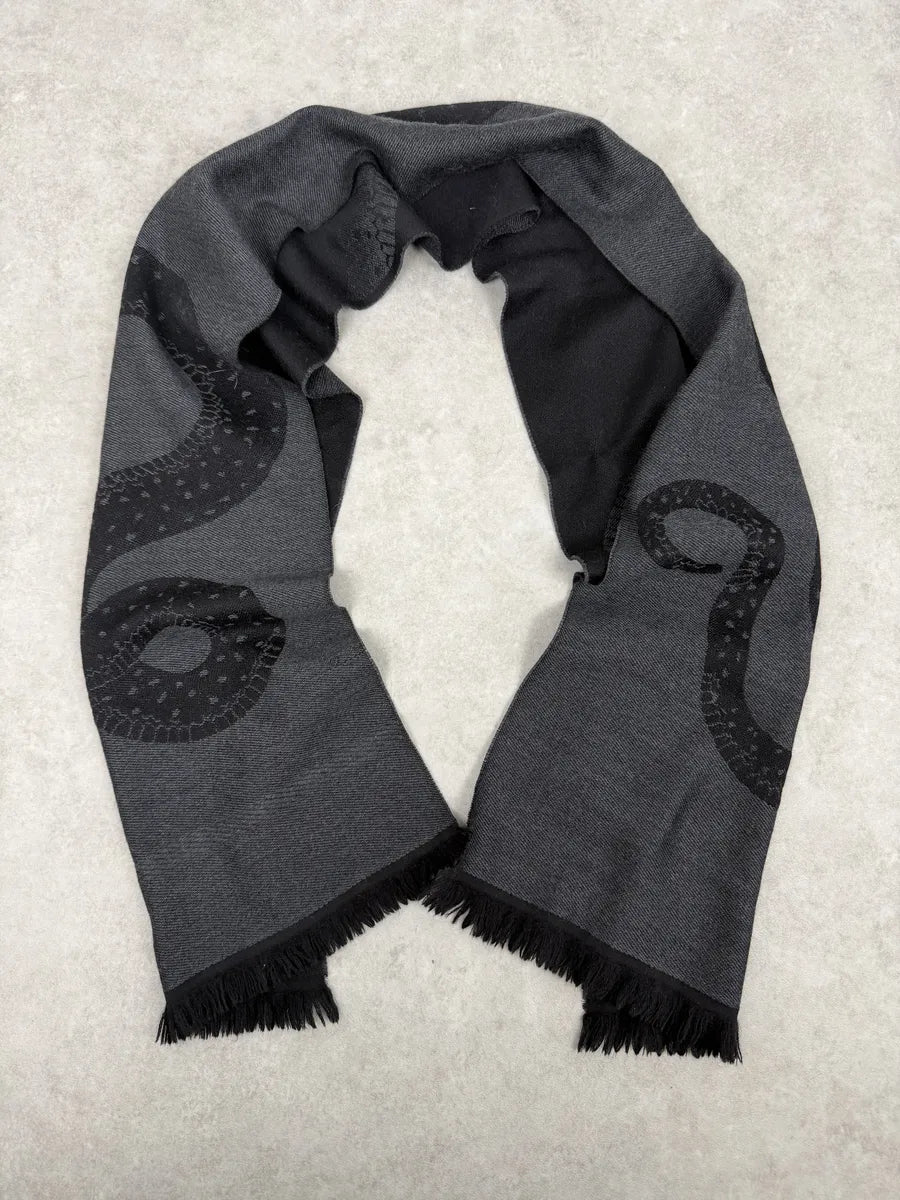 2000s Roberto Cavalli Snake Black Wool Scarf xEdcSMi 1