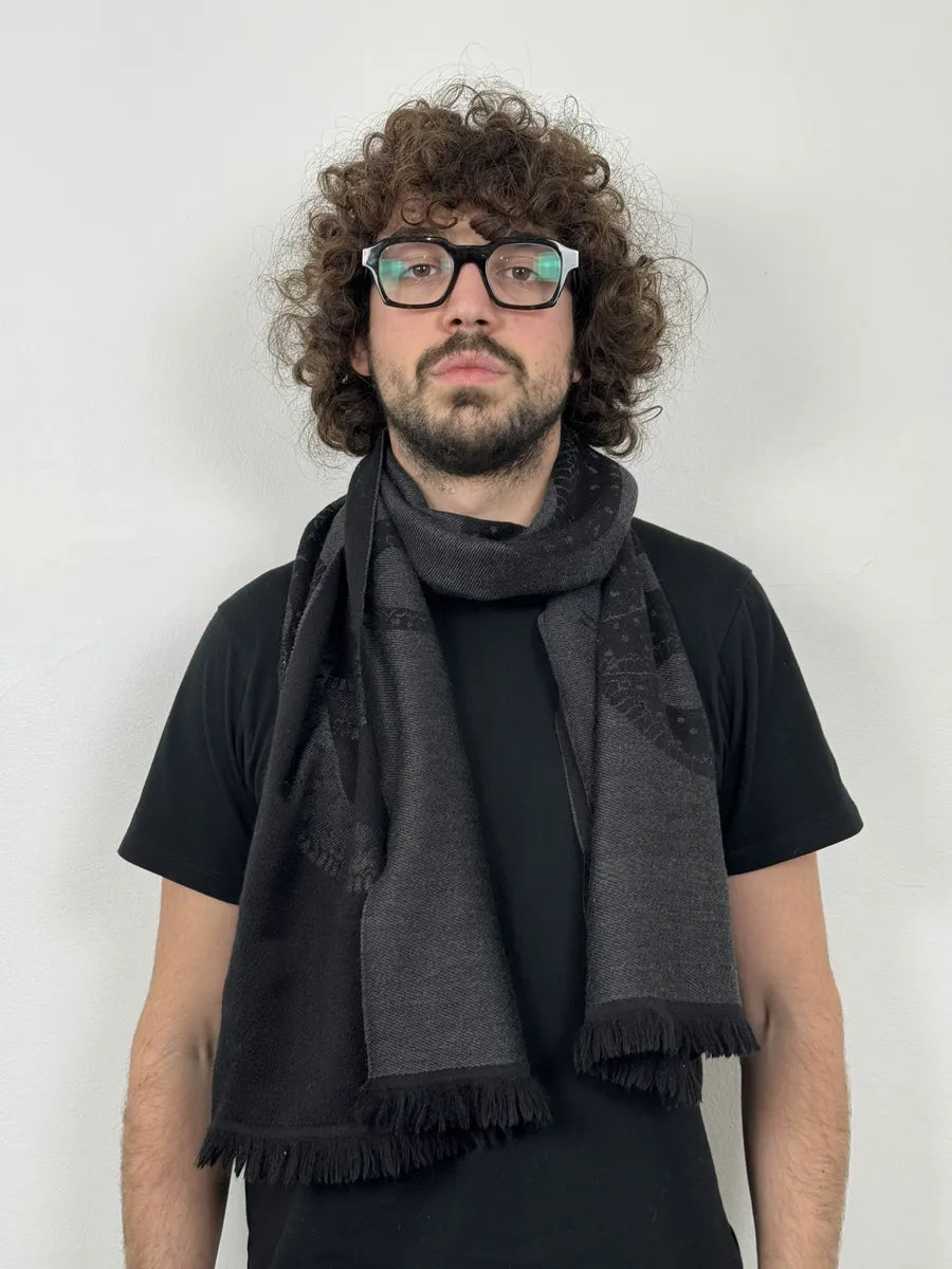 2000s Roberto Cavalli Snake Black Wool Scarf xEdcSMi 2