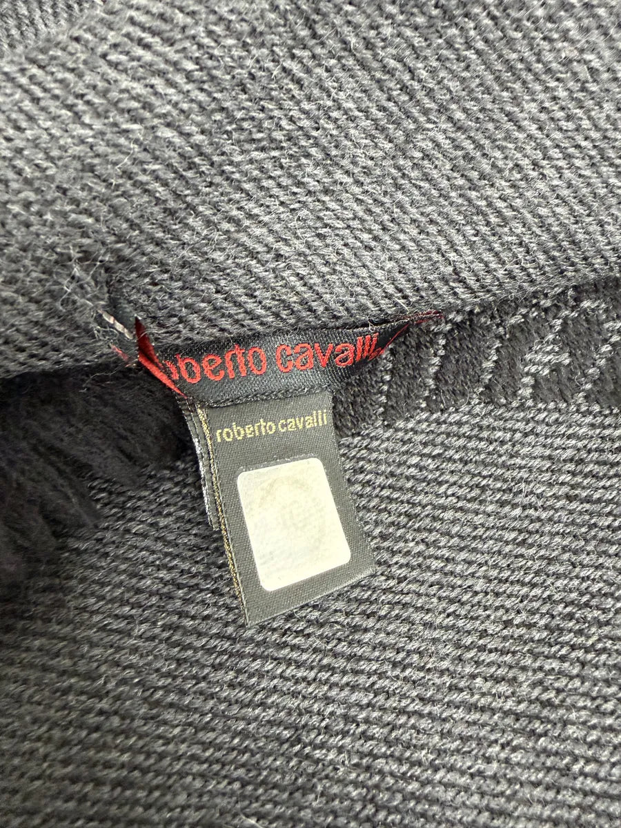 2000s Roberto Cavalli Snake Black Wool Scarf xEdcSMi 4