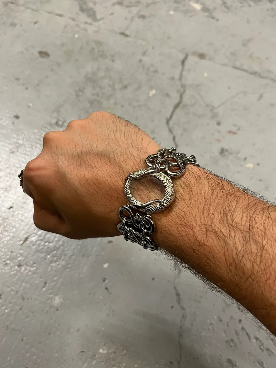 2000s Roberto Cavalli Snake Oracle Stainless Steel Bracelet oyxLpiz 0