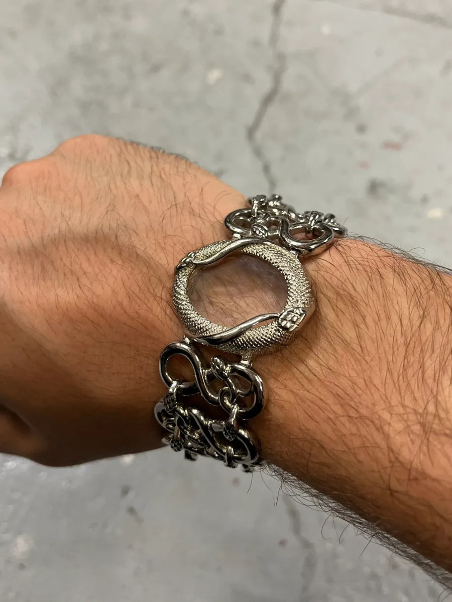 2000s Roberto Cavalli Snake Oracle Stainless Steel Bracelet oyxLpiz 2