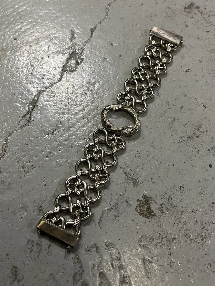 2000s Roberto Cavalli Snake Oracle Stainless Steel Bracelet oyxLpiz 3