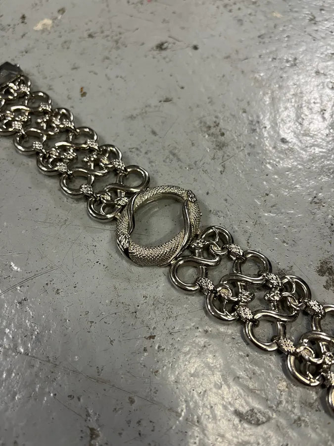 2000s Roberto Cavalli Snake Oracle Stainless Steel Bracelet oyxLpiz 4