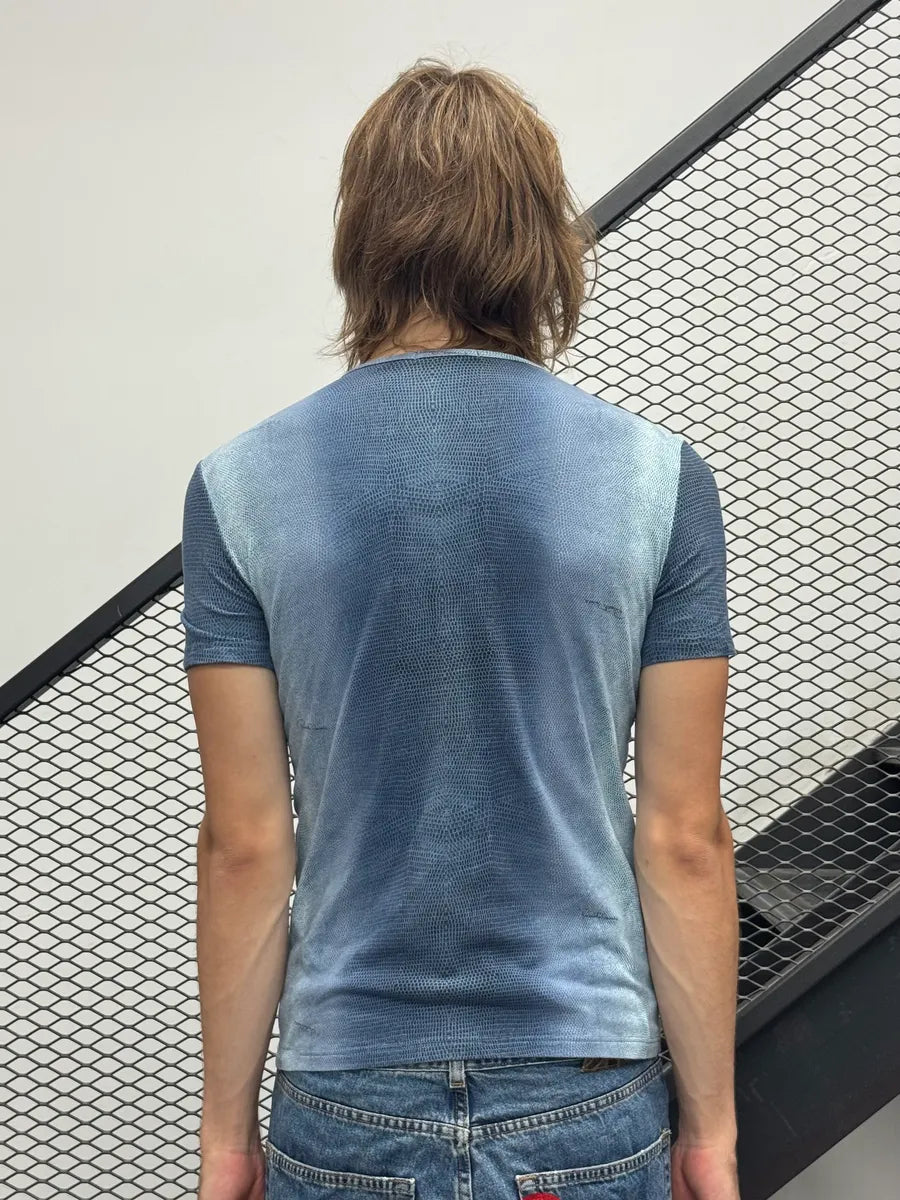 2000s Roberto Cavalli Snake Print Blue Gradient T-Shirt NgbrmRQ 1