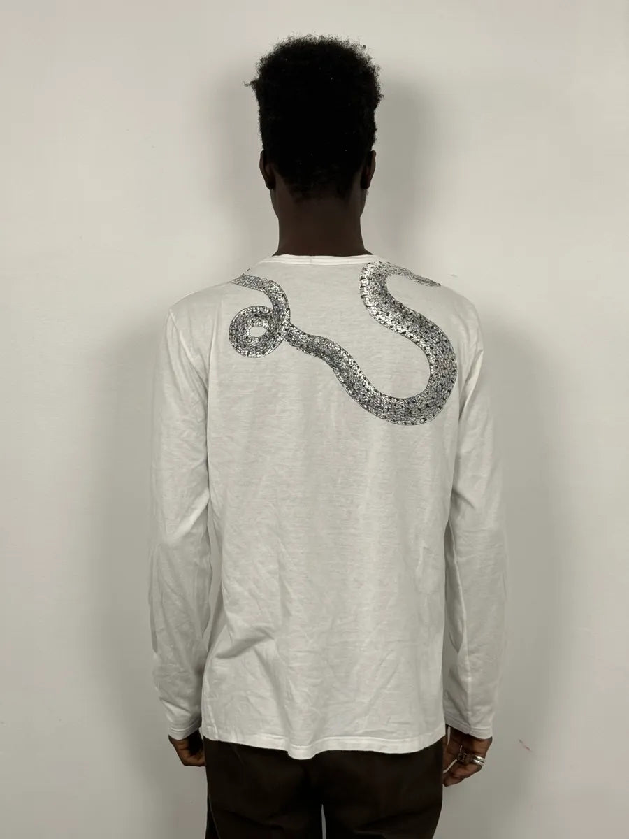 2000s Roberto Cavalli Snake White Henley Longsleeves psoeNvI 2