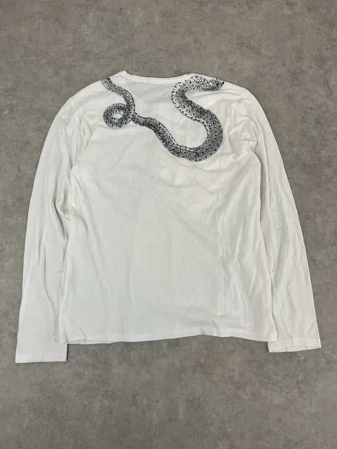 2000s Roberto Cavalli Snake White Henley Longsleeves psoeNvI 5