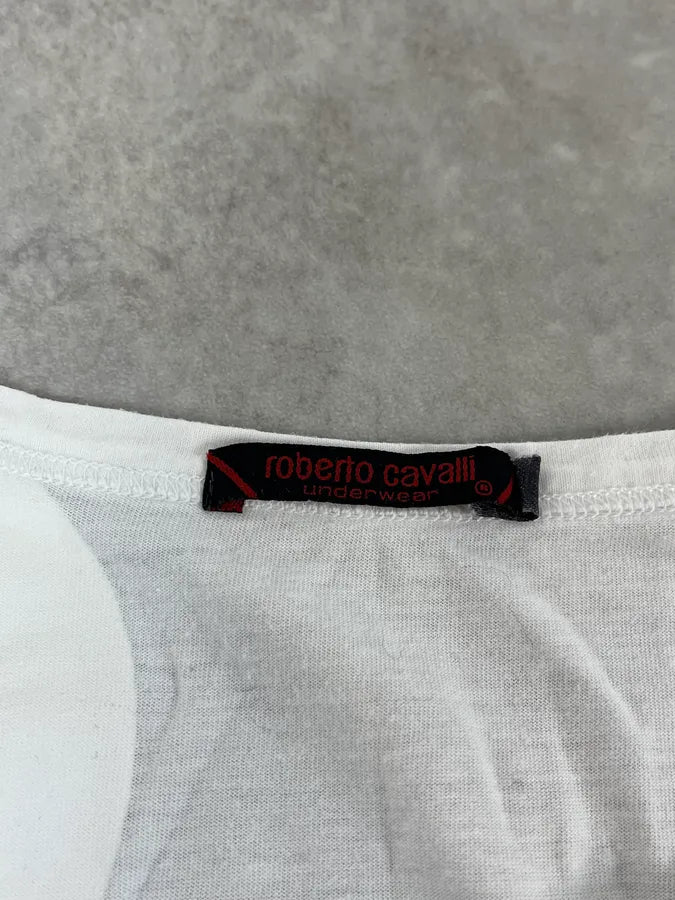 2000s Roberto Cavalli Snake White Henley Longsleeves psoeNvI 6