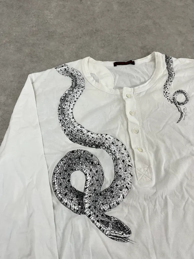 2000s Roberto Cavalli Snake White Henley Longsleeves psoeNvI 7