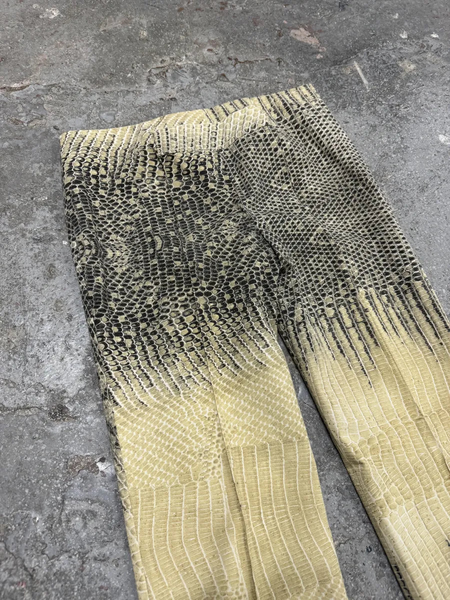 2000s Roberto Cavalli Snakeskin Effect Beige Pattern Pants (S/M) 6