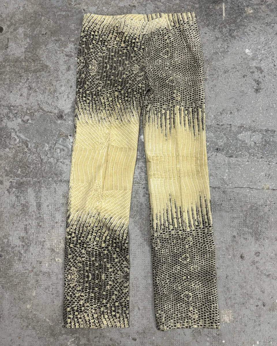 2000s Roberto Cavalli Snakeskin Effect Beige Pattern Pants (S/M) 8