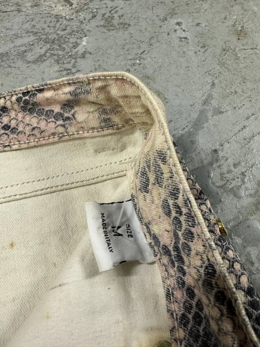 2000s Roberto Cavalli Snakeskin Effect Pink Shadow Pants (S) FEpgqSF 10