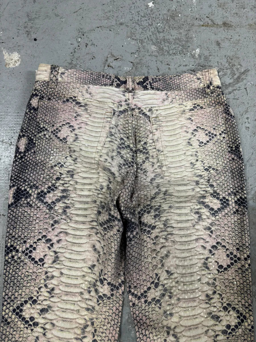 2000s Roberto Cavalli Snakeskin Effect Pink Shadow Pants (S) FEpgqSF 11