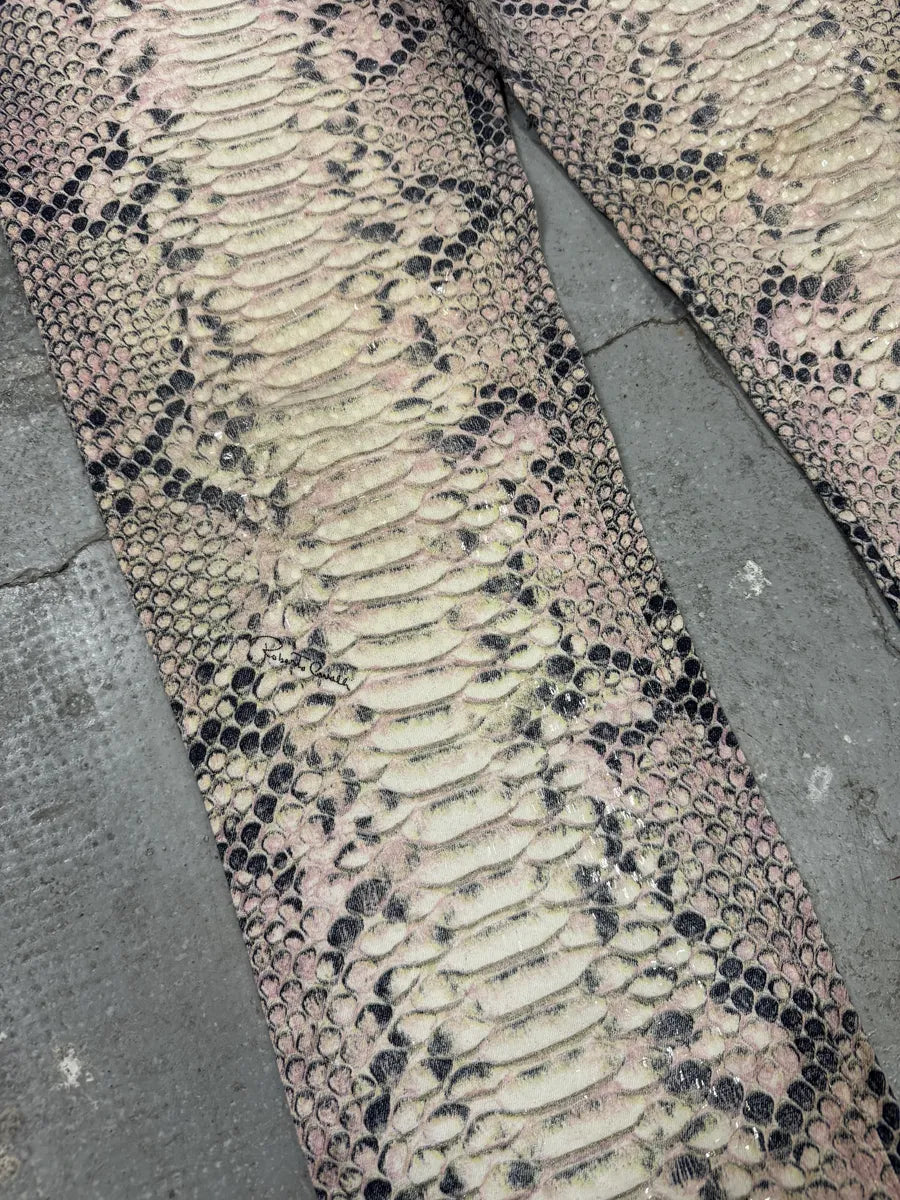 2000s Roberto Cavalli Snakeskin Effect Pink Shadow Pants (S) FEpgqSF 6