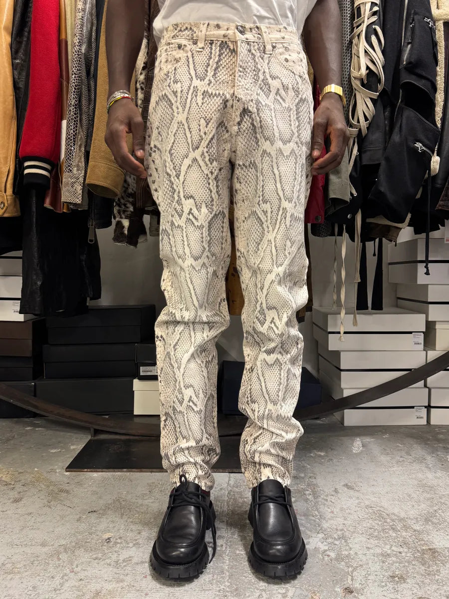 2000s Roberto Cavalli Snakeskin Effect White Pants PhjHpqa 0