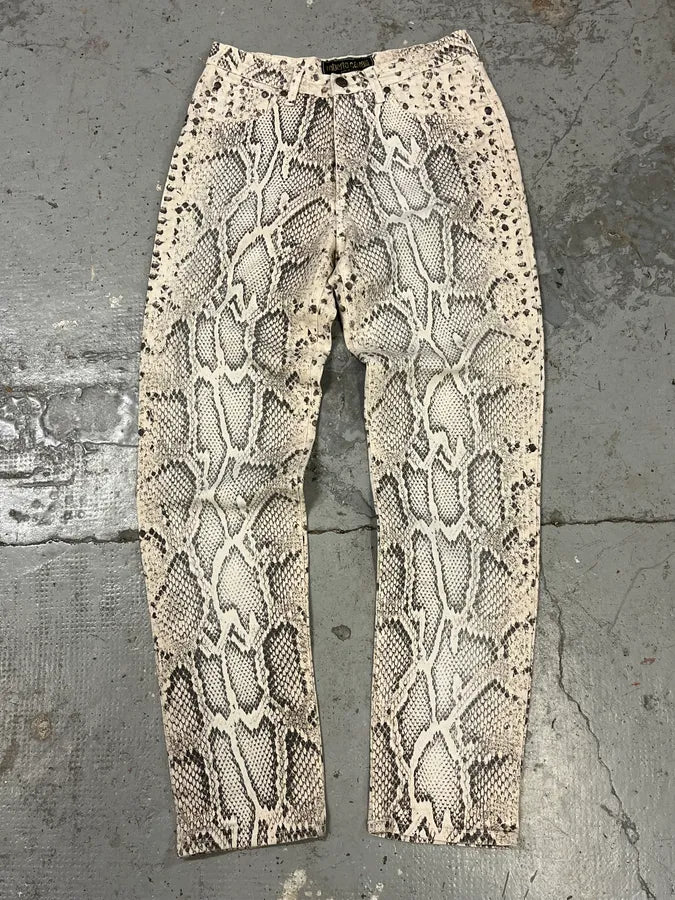2000s Roberto Cavalli Snakeskin Effect White Pants PhjHpqa 1