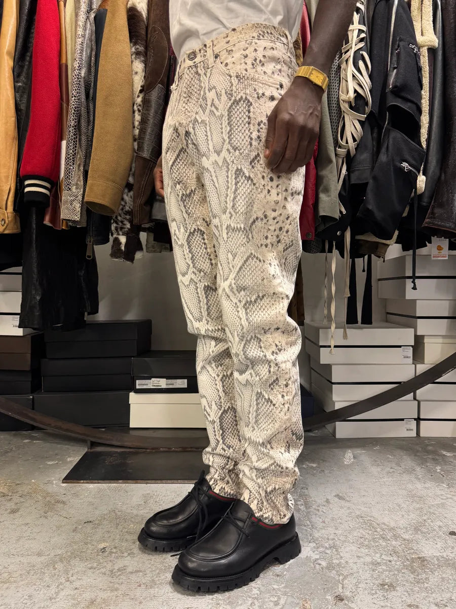 2000s Roberto Cavalli Snakeskin Effect White Pants PhjHpqa 2