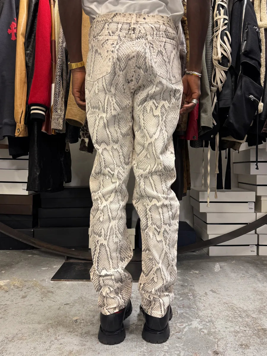 2000s Roberto Cavalli Snakeskin Effect White Pants PhjHpqa 3