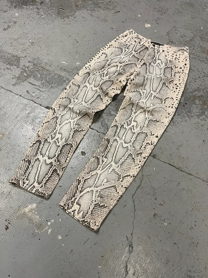 2000s Roberto Cavalli Snakeskin Effect White Pants PhjHpqa 4