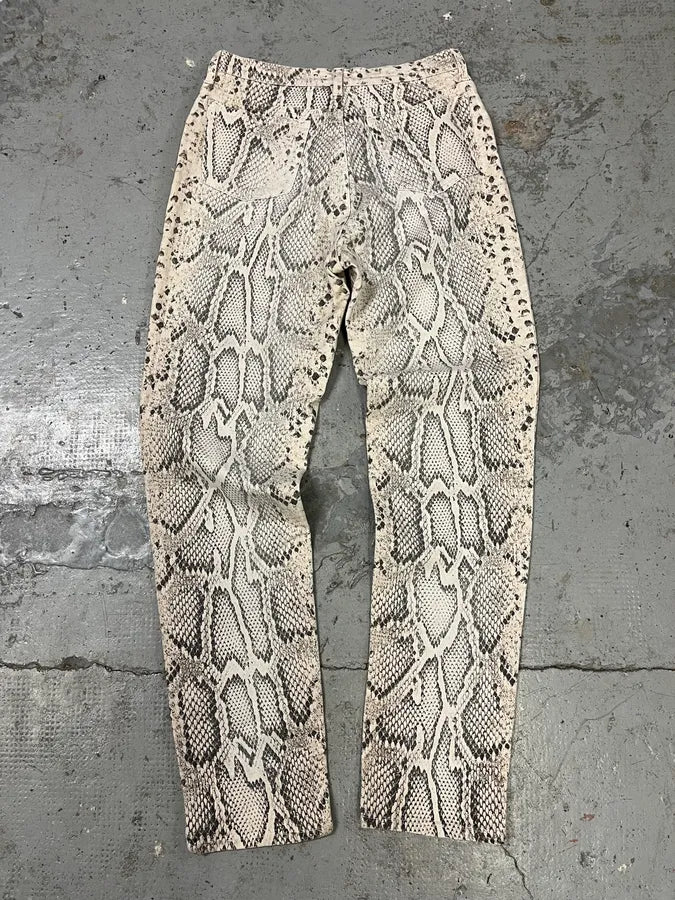 2000s Roberto Cavalli Snakeskin Effect White Pants PhjHpqa 6