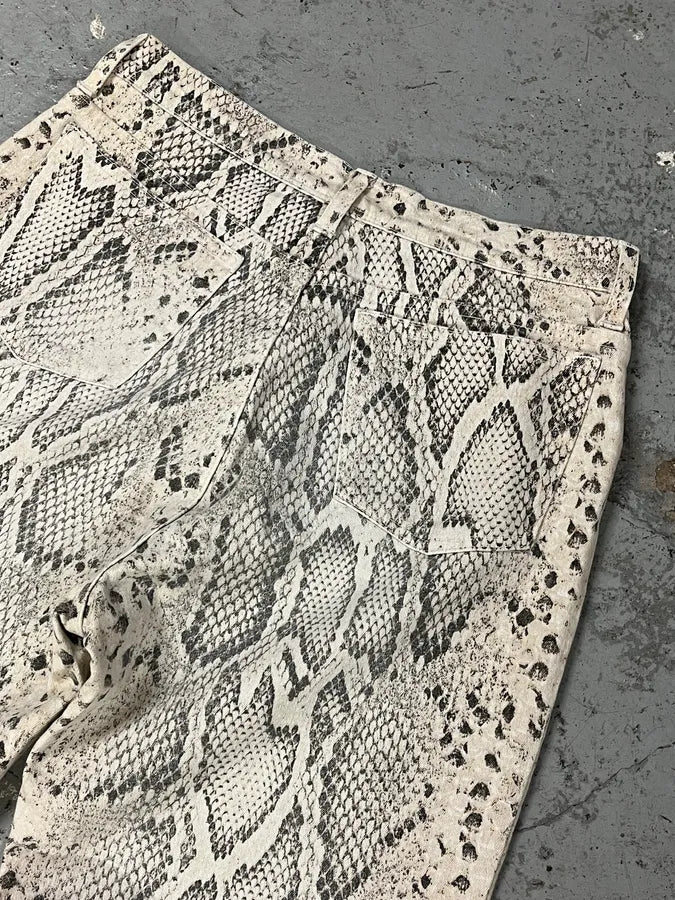 2000s Roberto Cavalli Snakeskin Effect White Pants PhjHpqa 7