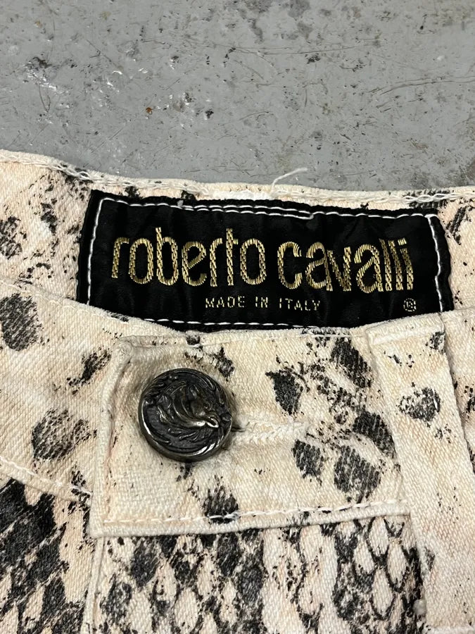 2000s Roberto Cavalli Snakeskin Effect White Pants PhjHpqa 8