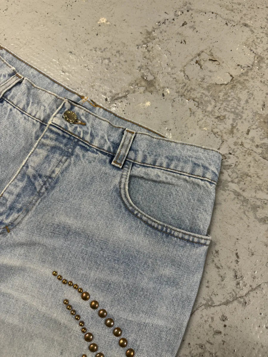 2000s Roberto Cavalli Solar Studded Blue Denim Jeans JcPUrjN 7