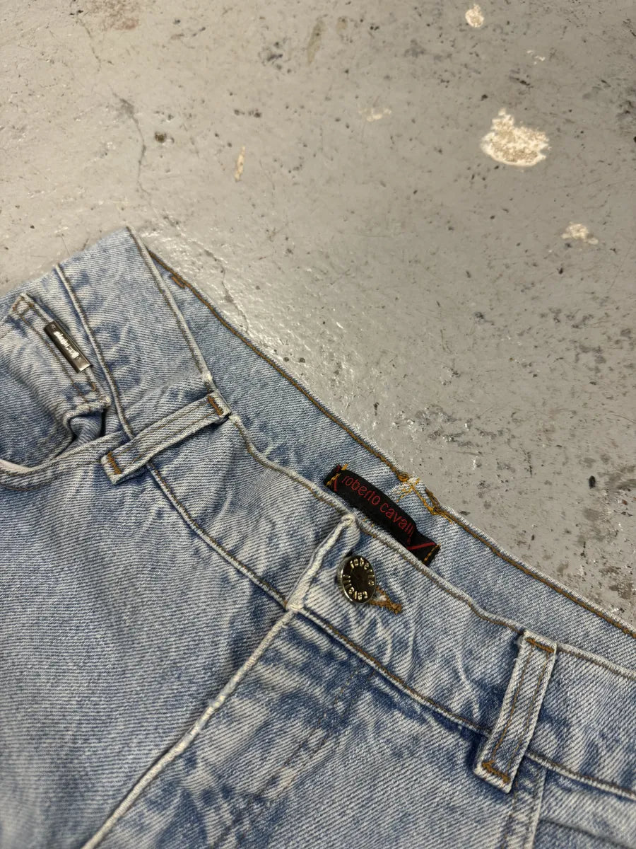 2000s Roberto Cavalli Solar Studded Blue Denim Jeans JcPUrjN 8