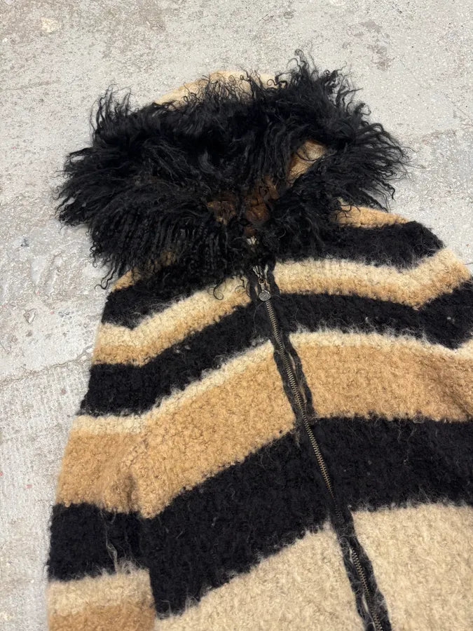 2000s Roberto Cavalli Striped Knit Distressed Zip-up Sweater (L/XL) WTPgcTg 1