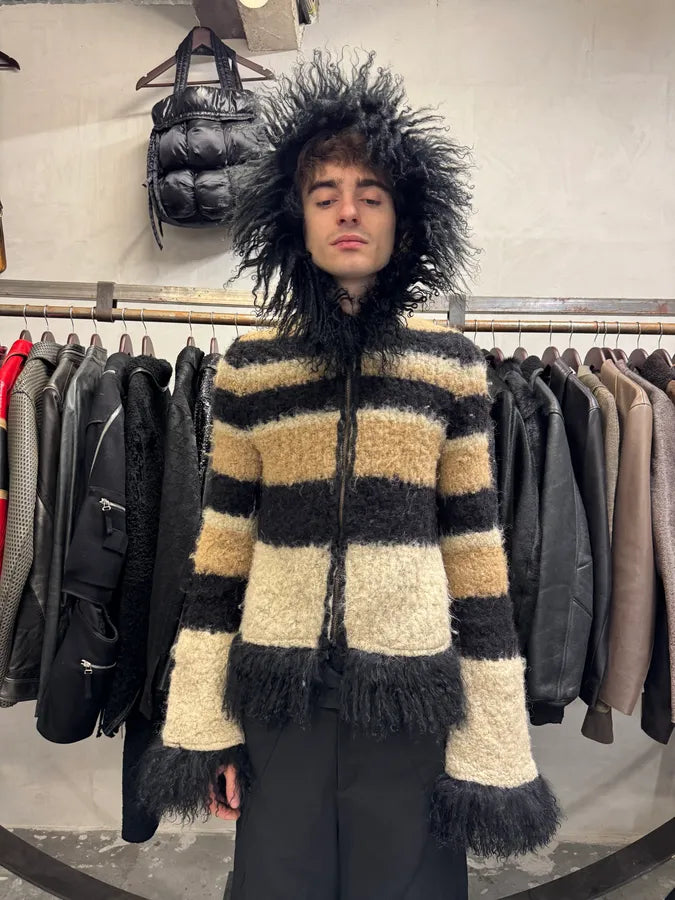 2000s Roberto Cavalli Striped Knit Distressed Zip-up Sweater (L/XL) WTPgcTg 2