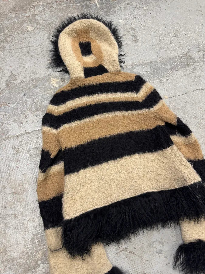 2000s Roberto Cavalli Striped Knit Distressed Zip-up Sweater (L/XL) WTPgcTg 7