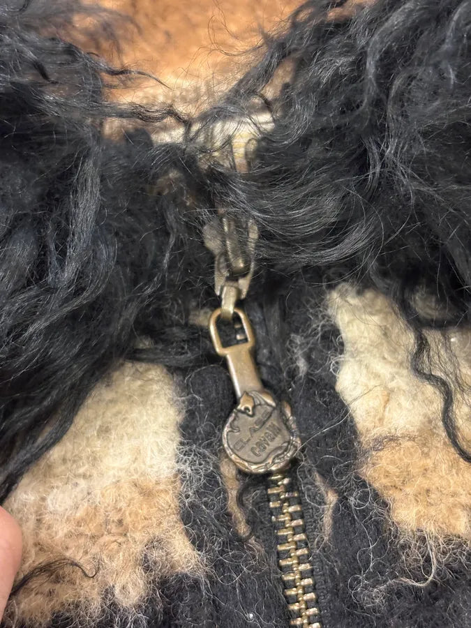 2000s Roberto Cavalli Beige & Black Striped Knit Distressed Zip-up Sweater UAeuMUL 9