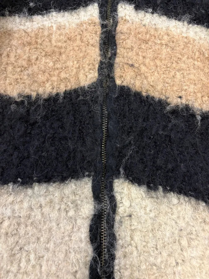 2000s Roberto Cavalli Beige & Black Striped Knit Distressed Zip-up Sweater UAeuMUL 8