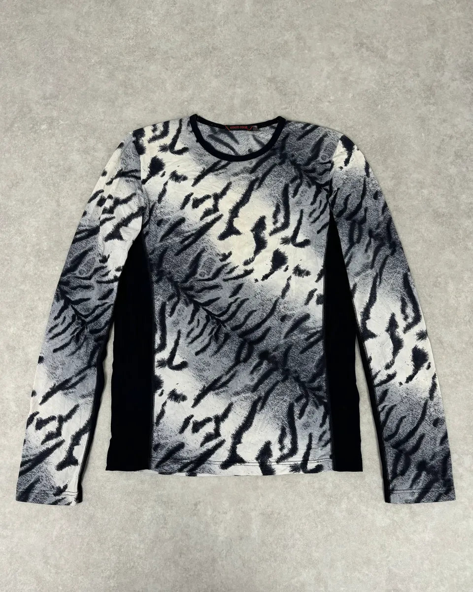 2000s Roberto Cavalli Tactical Savage Blue & White Longsleeves vCNYDFq 0