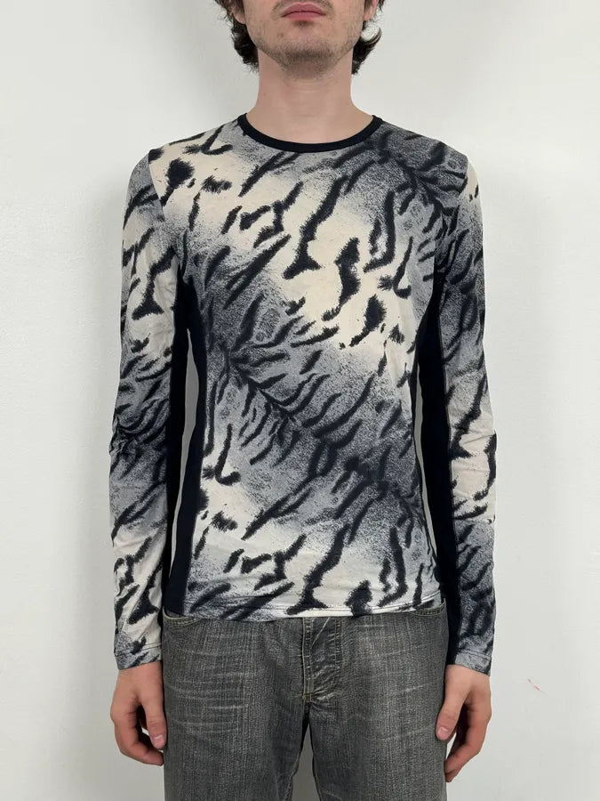 2000s Roberto Cavalli Tactical Savage Blue & White Longsleeves vCNYDFq 1