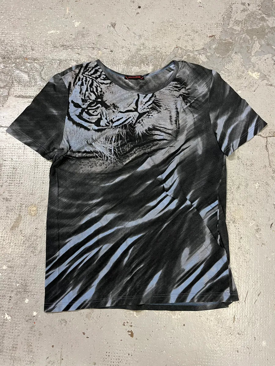 2000s Roberto Cavalli Tiger Grey T-shirt (S) lZxrzKF 0