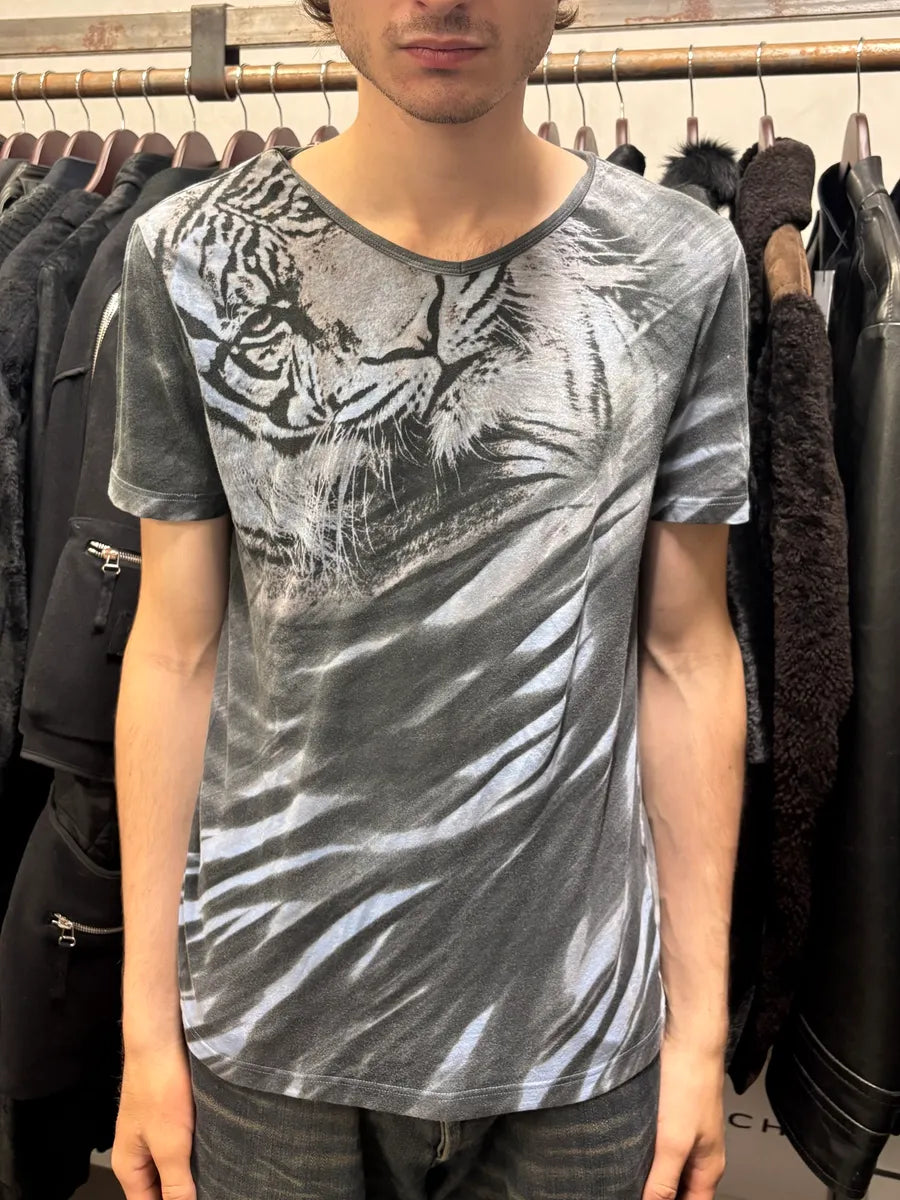 2000s Roberto Cavalli Tiger Grey T-shirt (S) lZxrzKF 1