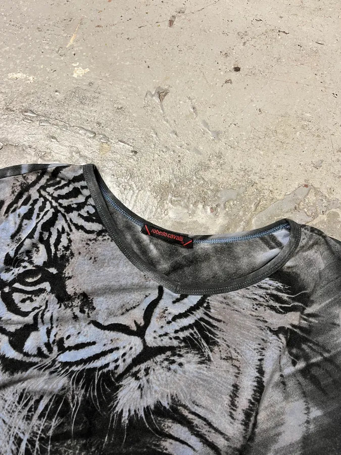 2000s Roberto Cavalli Tiger Grey T-shirt (S) lZxrzKF 3