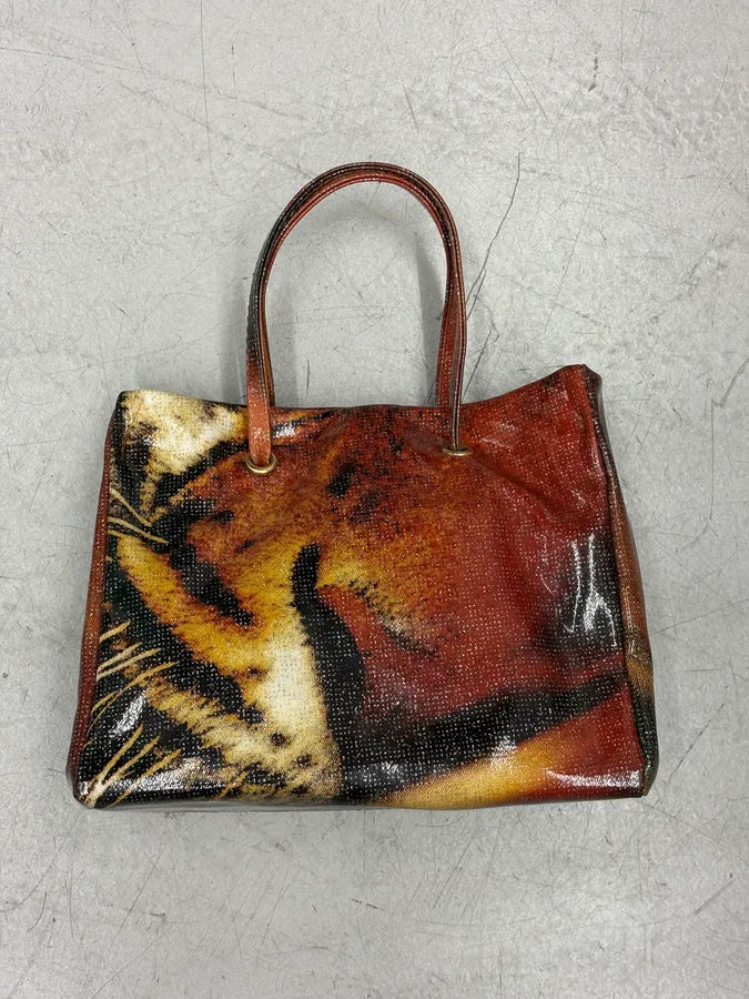 2000s Roberto Cavalli Tiger Print Handle Bag WSoCsma 5