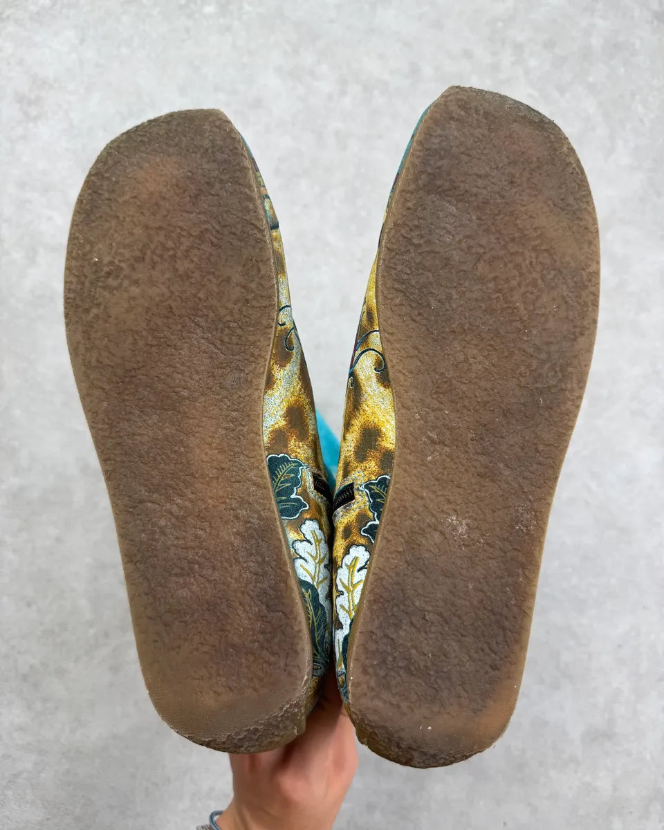 2000s Roberto Cavalli Turquoise Blue Suede Floral Leopard Boots DrbfwrF 6