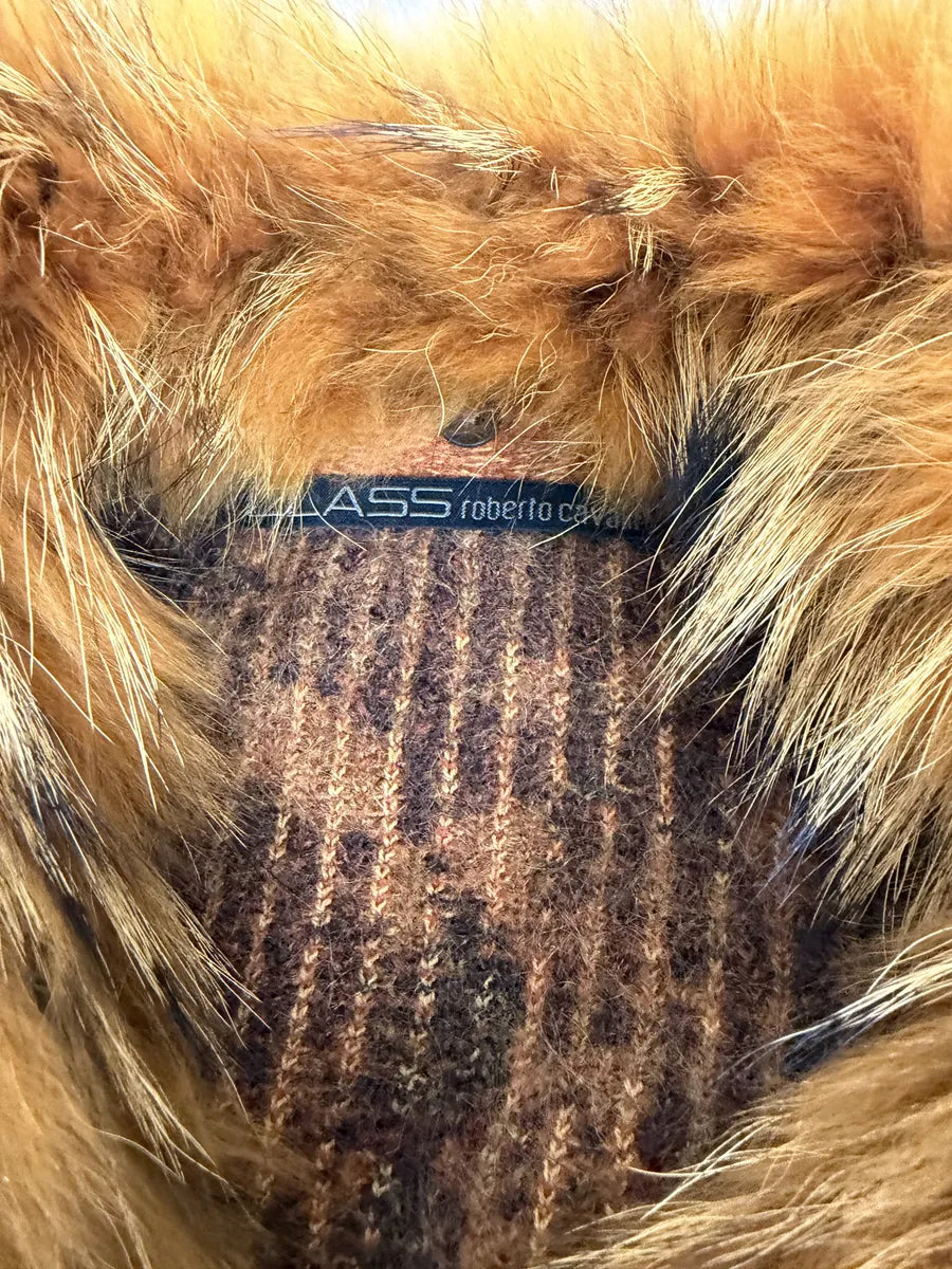 2000s Roberto Cavalli Vulcano Leopard Fur Wool & Mohair Collar Cardigan Jacket WldVaJB 11