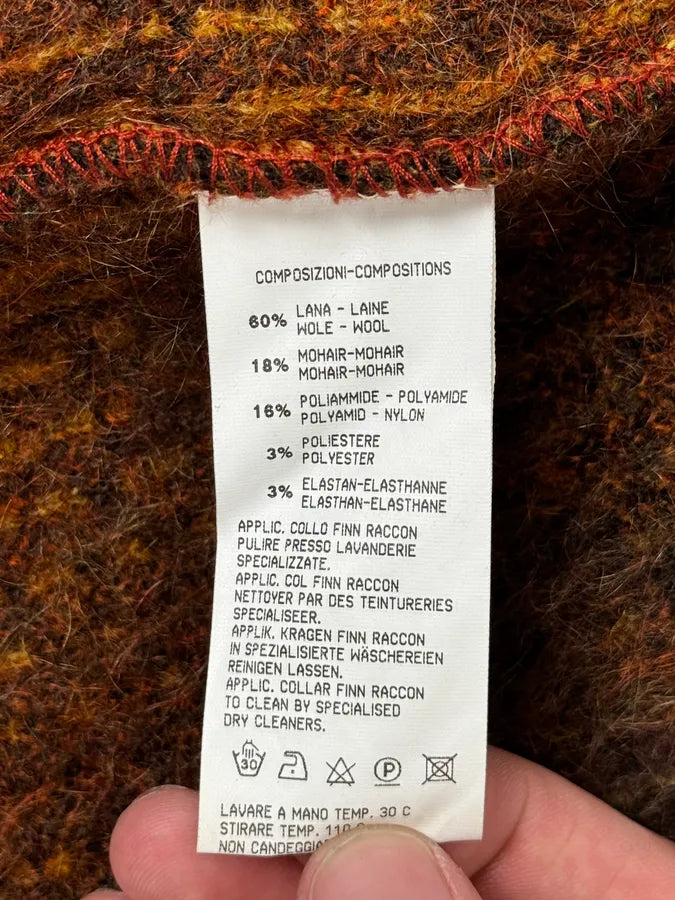 2000s Roberto Cavalli Vulcano Orange Leopard Fur Collar Mohair & Wool Cardigan Jacket lXZbpke 15