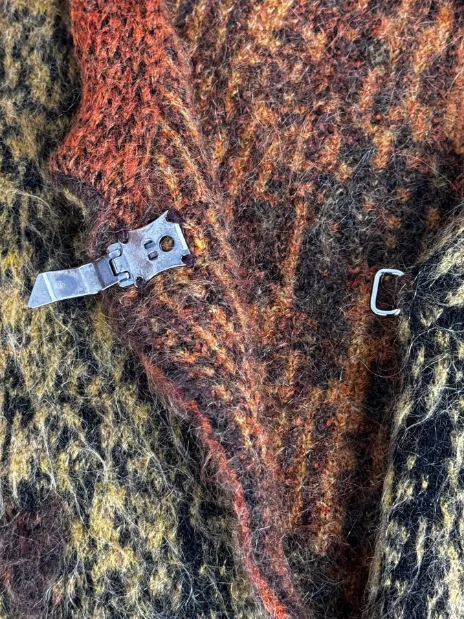 2000s Roberto Cavalli Vulcano Orange Leopard Fur Collar Mohair & Wool Cardigan Jacket lXZbpke 12