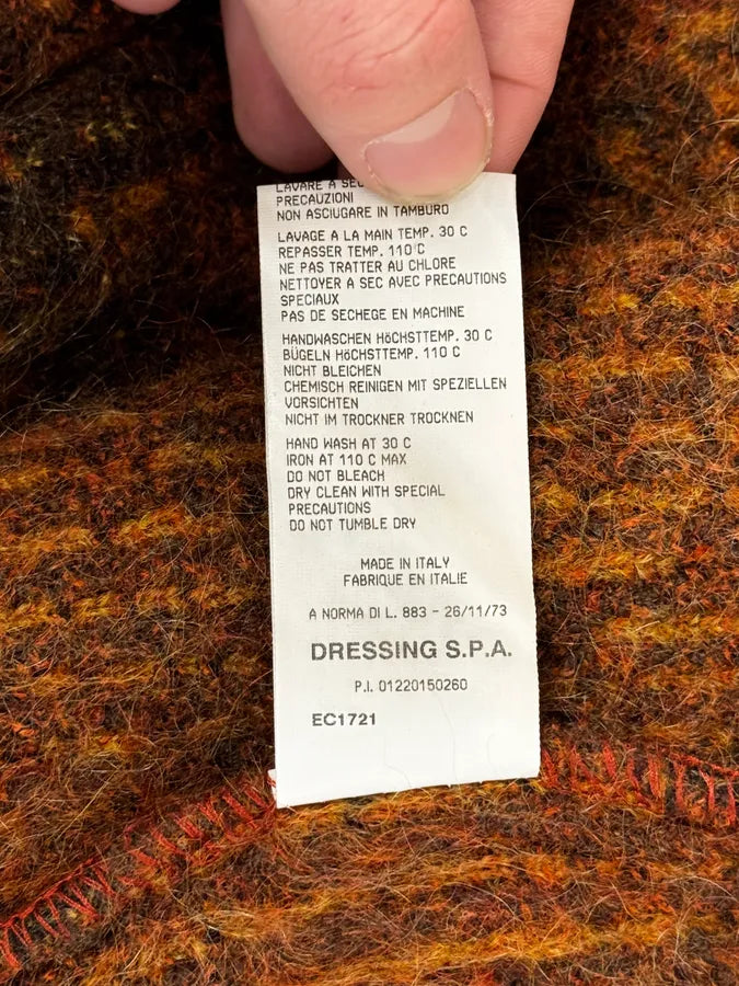 2000s Roberto Cavalli Vulcano Orange Leopard Fur Collar Mohair & Wool Cardigan Jacket lXZbpke 16