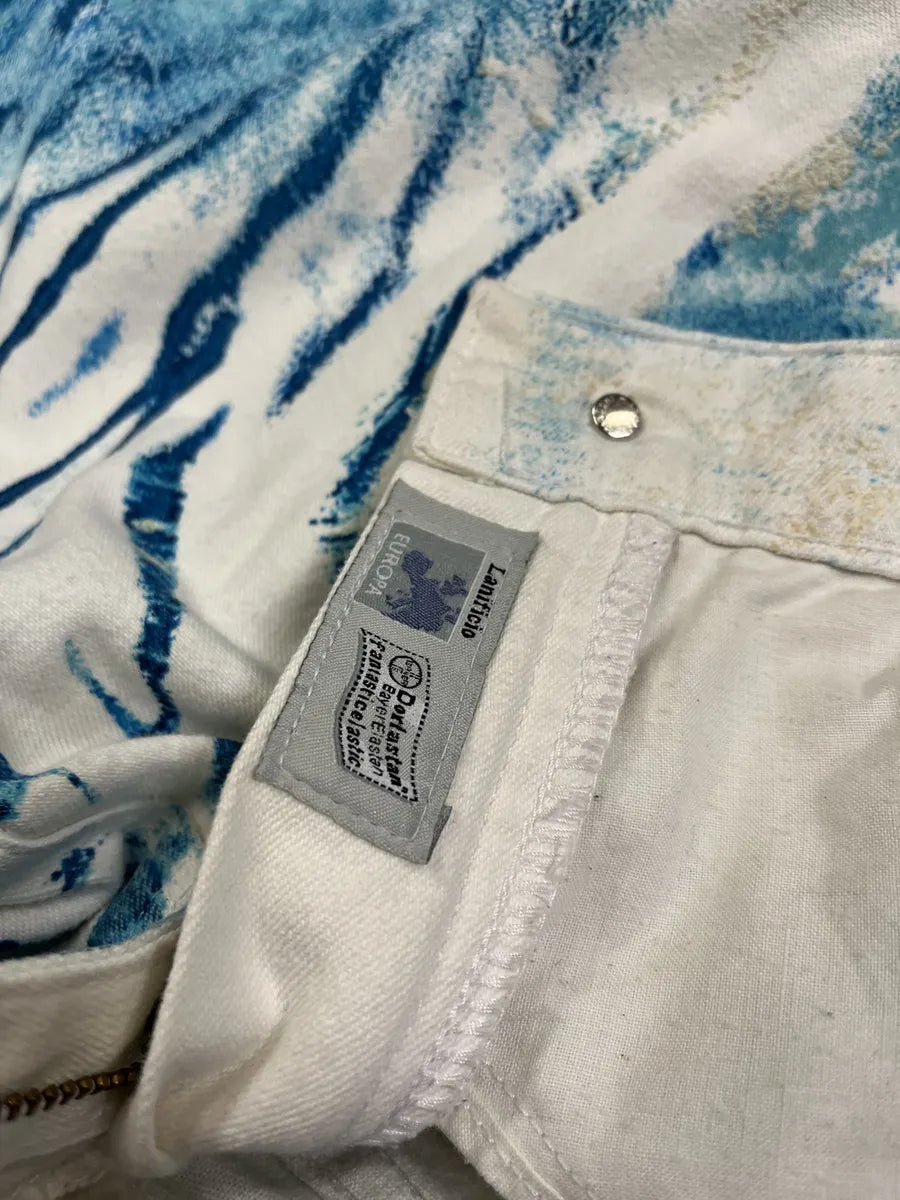 2000s Roberto Cavalli Wave Blue Aqua Tide Pants LeStdnG 12